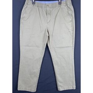 L.L. Bean Green Lakewashed Chino Stretch Waist Pants Standard Fit Mens Large